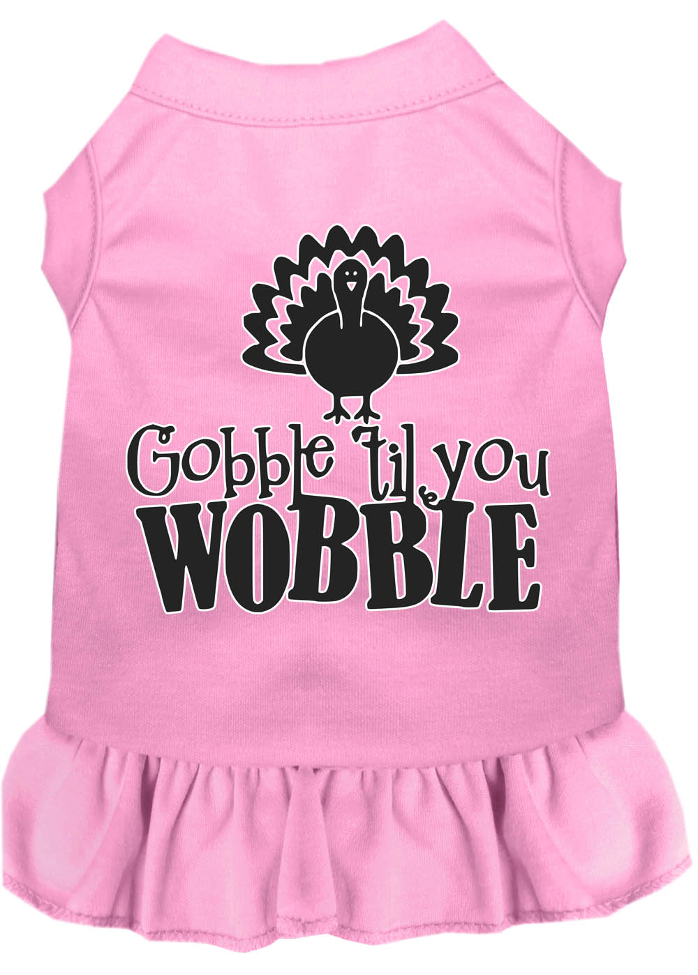 Gobble til You Wobble Screen Print Dog Dress Light Pink Sm